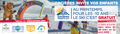 Station Orcières - Bannière newsletter Printemps du petit skieur mars 2016
